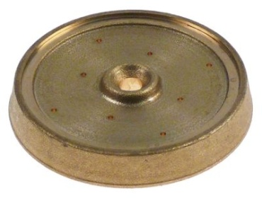 Rozvaděč vody mosaz ø 56,5-59mm V 10mm kuželové ø otvoru 1,3mm montážní ø 5,6mm 8 otvory