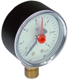 Manometr přípojka dole závit 1/4″ ø 52mm rozsah tlaku 0-6bar