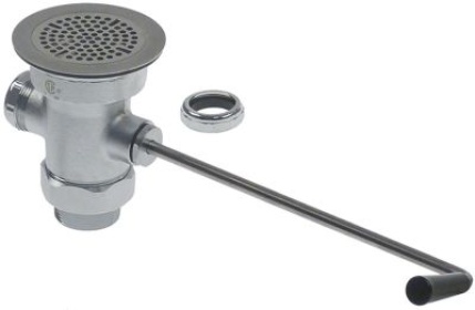 Vypouštěcí ventil ø vnější půměr 106mm závit 2″ poniklovaná mosaz V 147mm L 312mm s otočnou pákou