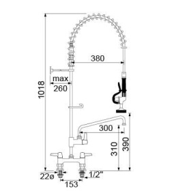 Sprcha na nádobí CLASSIC pákové madlo horní díl keramického ventilu 1/2″ přípojka 1/2″