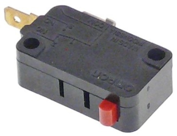 Mikrospínač 16A/250VAC- 0,1A/125VDC 1NO přípojka Faston samec 4,8 mm černý s pěchovačem